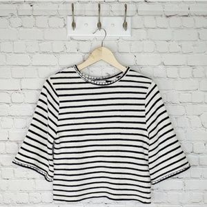 Anthropologie Deletta striped flare sleeve blouse